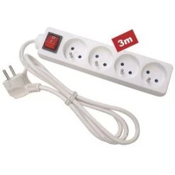 BLOC MULTIPRISE, 4 PRISES AVEC INTERRUPTEUR - CÂBLE DE 3 M VELLEMAN EB4S-3