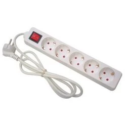 PEREL Bloc Multiprise, 5 Prises Avec Interrupteur