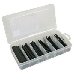 VELLEMAN JEU DE GAINES THERMORETRACTABLES - NOIR AVEC COLLE 10cm - 85 Pcs - DANS COFFRET DE RANGEMENT K/STB2G RI2147