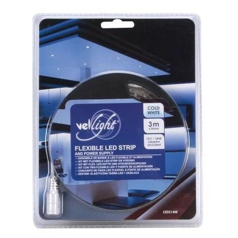 VELLEMAN ENSEMBLE DE BANDE A LED FLEXIBLE ET ALIMENTATION - BLANC FROID - 180 LED -3 M - 12 VCC LEDS14W RI6735 5 VELLEMAN ENSEMBLE DE BANDE A LED FLEXIBLE ET ALIMENTATION - BLANC FROID - 180 LED -3 M - 12 VCC LEDS14W RI6735 – Image 3