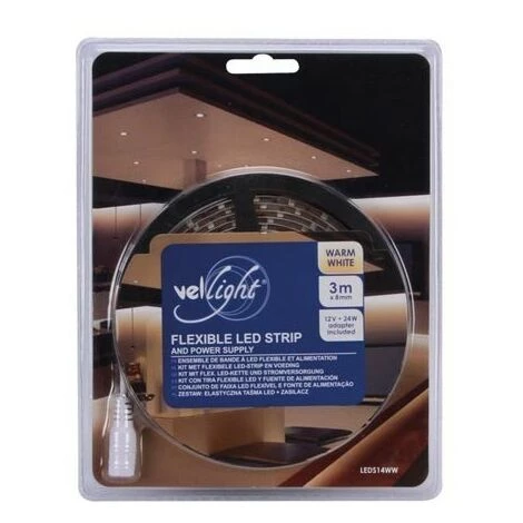VELLEMAN ENSEMBLE DE BANDE A LED FLEXIBLE ET ALIMENTATION - BLANC CHAUD - 180 LED -3 M - 12 VCC LEDS14WW RI6736 5 VELLEMAN ENSEMBLE DE BANDE A LED FLEXIBLE ET ALIMENTATION - BLANC CHAUD - 180 LED -3 M - 12 VCC LEDS14WW RI6736 – Image 3