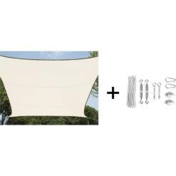 Toile D'ombrage Velleman Avec Kit De Fixation - Rectangle - 4 X 3m - Crème -VELLEMAN Soldes Boutique 32493683 5