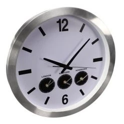 VELLEMAN HORLOGE MURALE EN ALUMINIUM AVEC 3 FUSEAUX HORAIRES - Ø 45.5 Cm -VELLEMAN Soldes Boutique 50341080 3