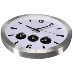 VELLEMAN HORLOGE MURALE EN ALUMINIUM AVEC 3 FUSEAUX HORAIRES - Ø 45.5 Cm -VELLEMAN Soldes Boutique 50341080 5