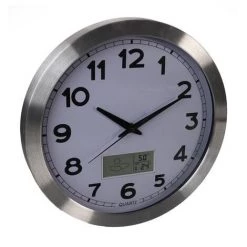 VELLEMAN HORLOGE MURALE EN ALUMINIUM AVEC ÉCRAN LCD ET THERMOMÈTRE, HYGROMÈTRE & PRÉVISIONS MÉTÉO - Ø 35 Cm -VELLEMAN Soldes Boutique 56073064 3