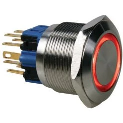 Velleman Bouton-poussoir - Plat - Acier Inoxydable - Spst 1NO 1NF - Anneau Rouge (R2000R)