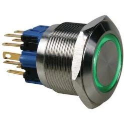 Velleman Bouton-poussoir - Plat - Acier Inoxydable - Spst 1NO 1NF - Anneau Vert (R2000G)