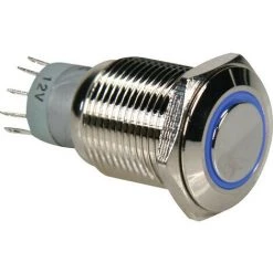 Velleman Interrupteur Metallique Rond Spdt 1NO 1NC - Anneau Bleu (R1610B)