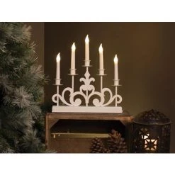 CANDELABRA LED - WHITE METAL - 5 WARM WHITE LAMPS - 3V VELLEMAN 5420046522635