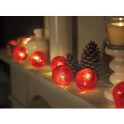 PARTYLIGHT LED - 10 M - 20 RED BALLS - WARM WHITE LAMPS - TRANSPARENT WIRE - 24 V VELLEMAN 5420046520952
