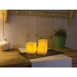 REAL CANDLELIGHT LED - SET OF 3 SQUARE MODELS - 7.5 - 10 AND 12.5 - BATTERIES NOT PROVIDED VELLEMAN RCL-LED-002-UW