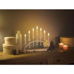 CANDELABRA LED - WHITE METAL - 7 WARM WHITE LAMPS - 3V VELLEMAN 5420046522642