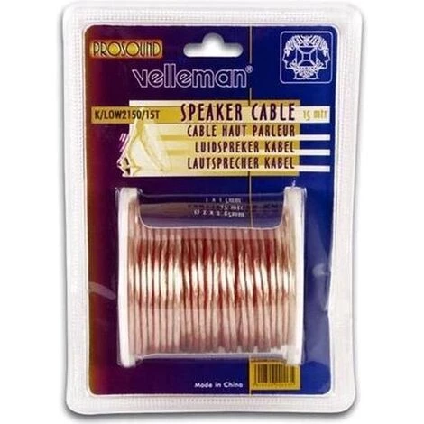 Velleman Câble Pour Haut-parleur - Transparent - 2 X 1.50mm², - 15m 4 Velleman Câble Pour Haut-parleur - Transparent - 2 X 1.50mm², - 15m – Image 2