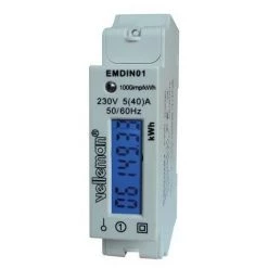 VELLEMAN COMPTEUR KWh MONOPHASÉ POUR MONTAGE SUR RAIL DIN - 1 MODULE RI16974