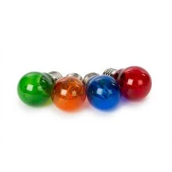 VELLEMAN JEU D'AMPOULES À FILAMENT LED - G45 - VERRE COLORÉ - 4 Pcs - ROUGE - VERT - BLEU - ORANGE